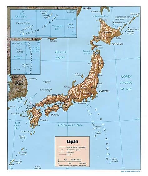 Large detailed relief and political map of Japan. Japan large detailed ...