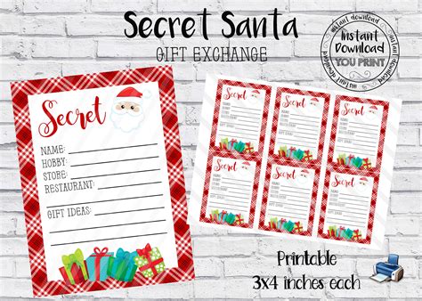 Secret Santa Card Template - Printable Word Searches