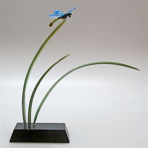 Dragonfly with Green Leaf by Hung Nguyen (Art Glass Sculpture) | Artful ...