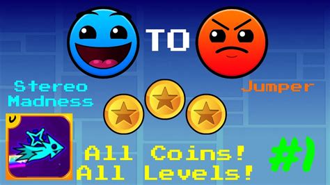 All Coins, All Levels (Part 1) - Geometry Dash - YouTube