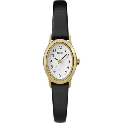 Timex Women's Cavatina Black/Gold-Tone 18mm Classic Watch, Leather Strap - Walmart.com