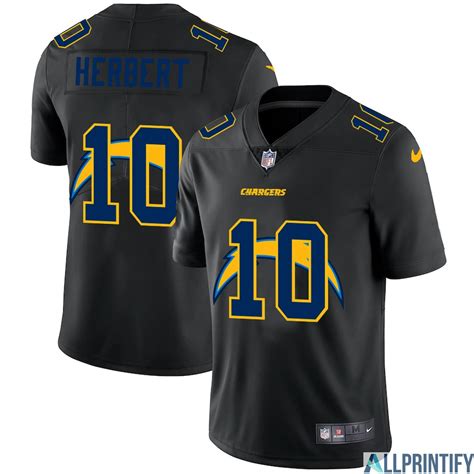 Justin Herbert Los Angeles Chargers 10 Limited Player Jersey Black - Allprintify