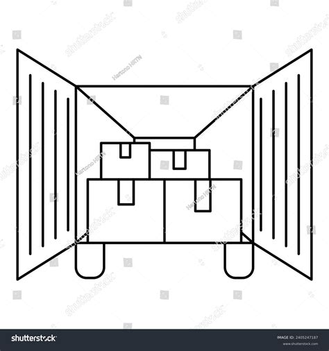 Shipping Container Line Art Vector Illustration Stock Vector (Royalty ...