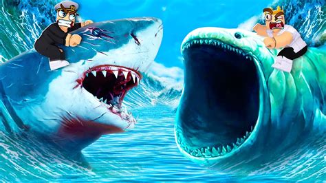 MEGALODON vs BLOOP in ROBLOX - YouTube