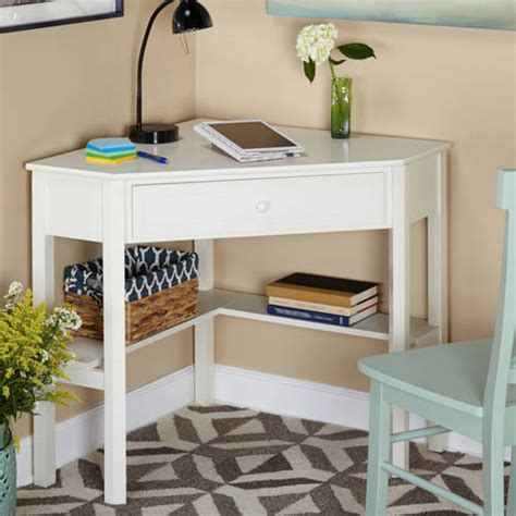 Desk For Girls White Dorm Corner Small Space Saving Student Kids Laptop ...