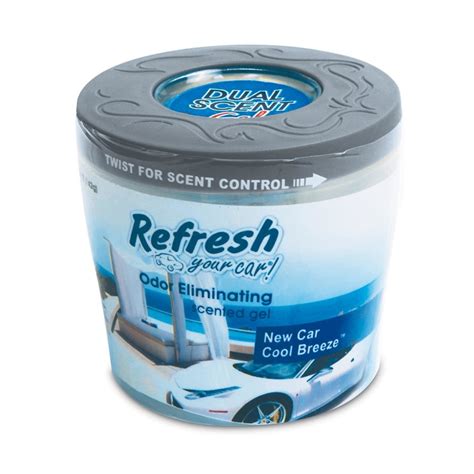 Refresh Your Car Dual Scent New Car and Cool Breeze Scent Air Freshener Gel Can 5oz