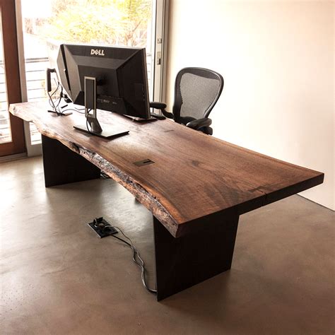 Live Edge Computer Desk in 2020 | Cheap office furniture, Slab desk, Wood desk design