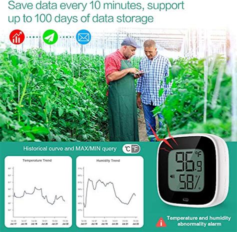 Wireless Thermometer Hygrometer for iPhone/Android, Smart Bluetooth Humidity Temperature Sensor ...