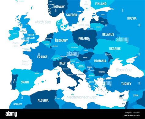 Europe map - green hue colored on dark background. High detailed ...