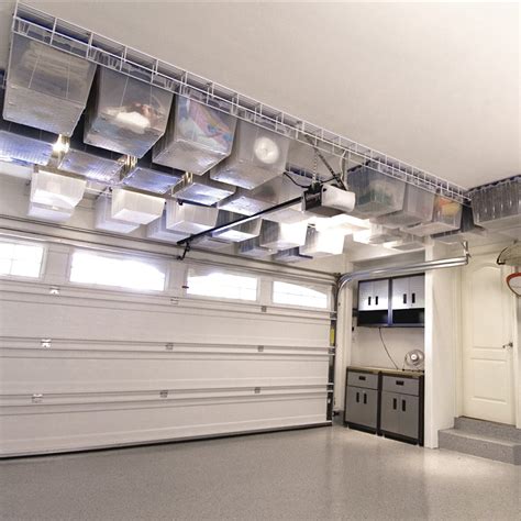 Garage Storage Rack System White Ceiling Mounted 1 Set Prime-Line Products KD 16090
