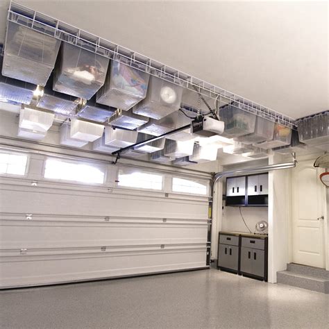 Garage Storage Rack System White Ceiling Mounted 1 Set Prime-Line ...