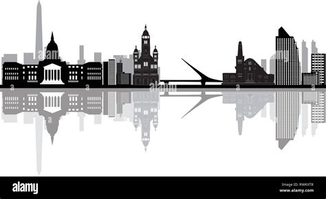 buenos aires city skyline drawing with bridge and church Stock Vector ...