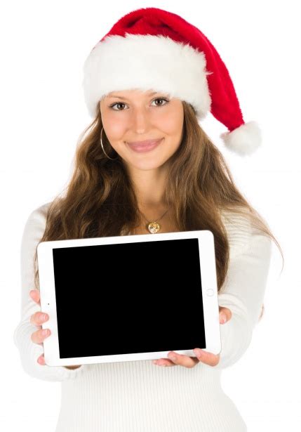 Santa Girl With A Tablet Free Stock Photo - Public Domain Pictures