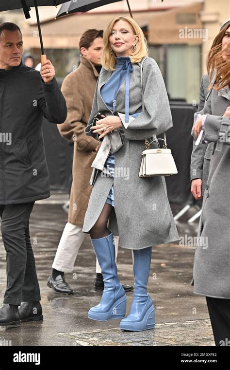 Courtney Love arriving at Fendi show during Haute Couture Fashion Week in Paris, France on ...