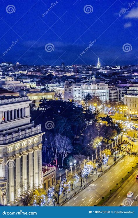 Aerial View Madrid Cityscape Stock Photo - Image of night, aerial: 109675850