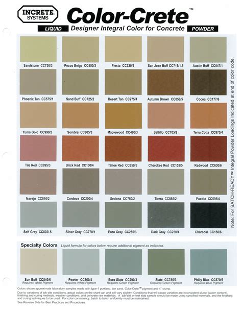 Concrete Stamping Color Chart | Lisa garden | Pinterest | Concrete stamping, Colour chart and ...