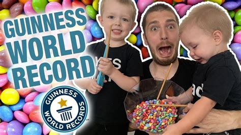 Trying to break a Guinness World Record WITH KIDS 🍬🥢 | World records ...