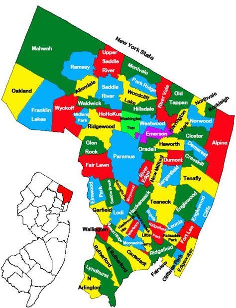 Bergen County Nj Map With Towns - Map Of West