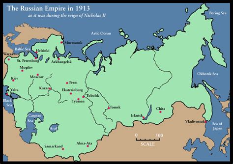 Map of the Russian Empire under of Emperor Nicholas II Alexandrovich ...