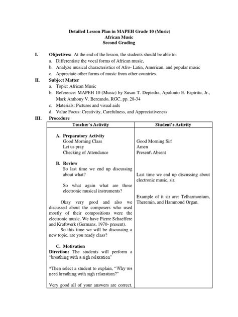 Detailed Lesson Plan For Mapeh 9 Rpms Lesson How To Plan First Vrogue ...