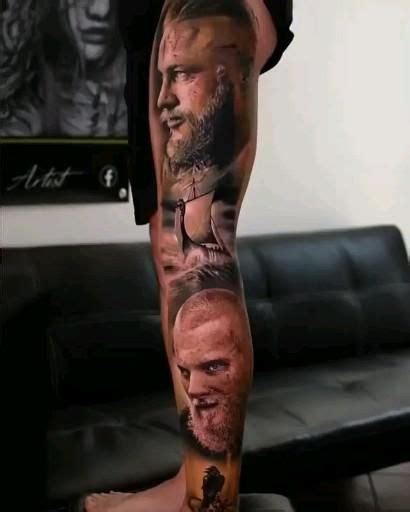 Ragnar lothbrok an björn ironside full leg sleeve tattoo – Artofit