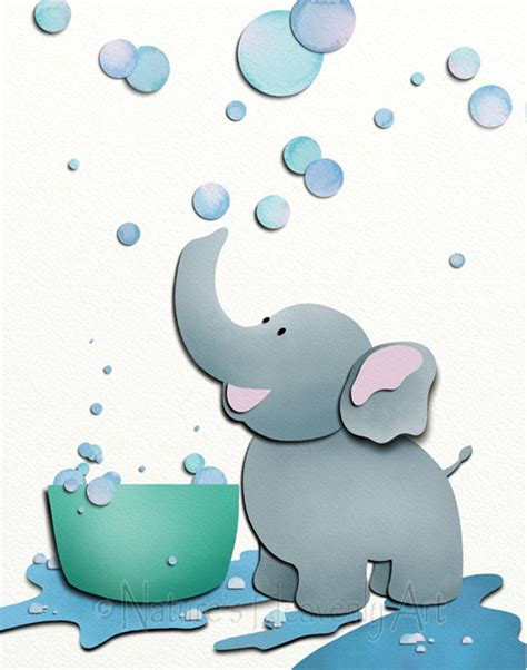 11 X 14 Kids Bathroom Wall Art Print Elephant Childrens Art - Etsy