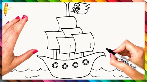 How To Draw A Pirate Ship Step By Step Pirate Ship Drawing Easy