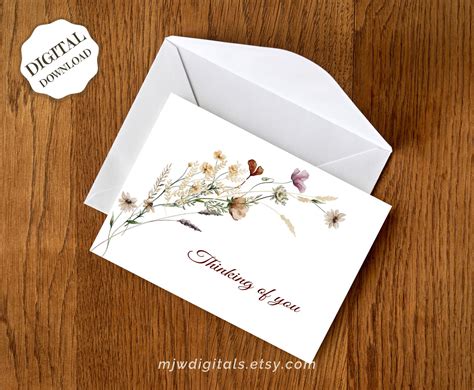 Thinking of You, Sympathy Card, Printable, Greeting Card, Digital Card ...