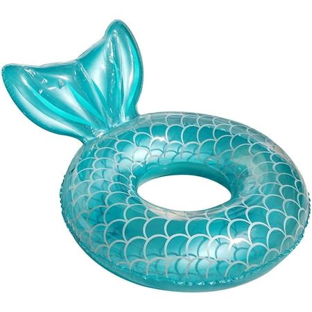 Mermaid Pool Float, Inflatable Mermaid Swimming Ring Floating Bed Float Pool, Mermaid Tail Tube ...