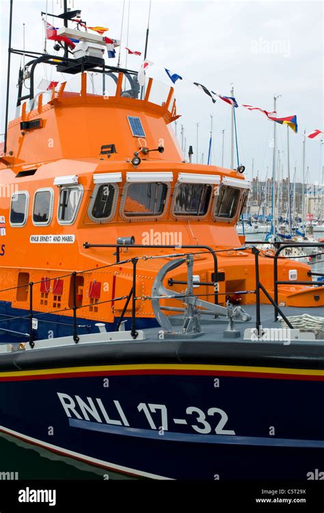 The Weymouth Lifeboat, RNLB Ernest and Mabel, in dock at Weymouth Old Port Stock Photo - Alamy