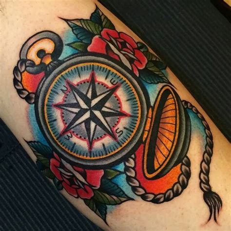 Old school compass | Traditional compass tattoo, Traditional tattoo man ...