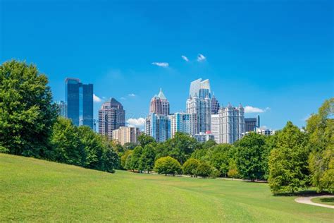 Midtown Atlanta Skyline from the Park Stock Image - Image of skyline ...