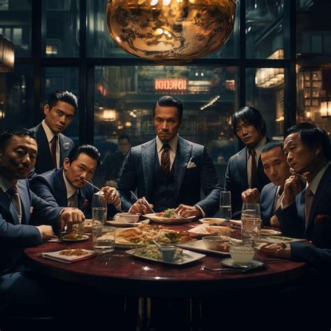 Premium Photo | Yakuza bosses meeting at a fancy seafood restaurant for dinner