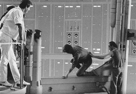 Luke Skywalker kneeled at the end of Bespin duel bridge 01 Original Trilogy, Luke Skywalker ...