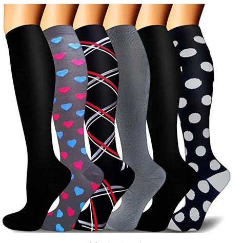 6 -Pair Compression Socks 20-30mmHg For Women and Men Knee High - Best Medical for Running ...