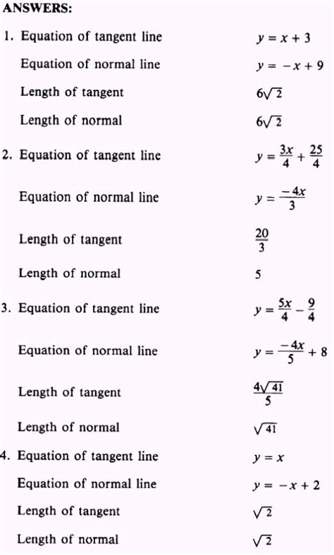 Equations and Lengths of Tangents and Normals