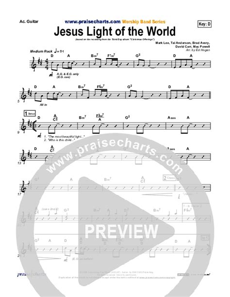 Jesus Light Of The World Acoustic Guitar Sheet Music PDF (Third Day) - PraiseCharts