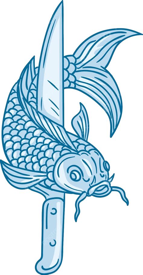 Koi Nishikigoi Carp Fish Knife Drawing Brocaded Carp Sketch Handmade Vector, Brocaded Carp ...