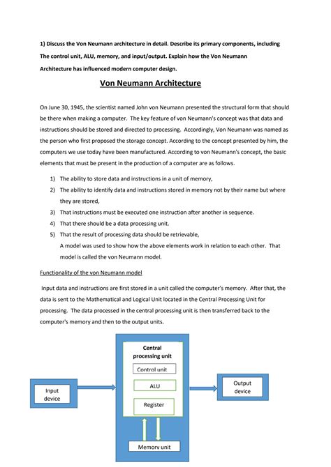 SOLUTION: Cpu architecture and von neumann machine model - Studypool