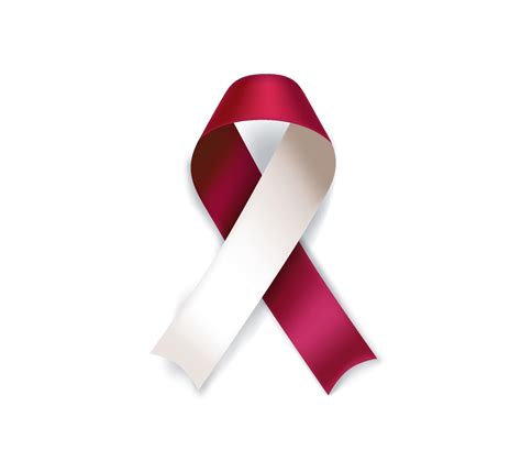 Head and neck cancer awareness symbol. Burgundy and ivory ribbon isolated on white background ...