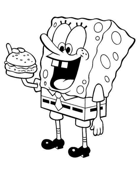 Spongebob eats hamburger coloring page