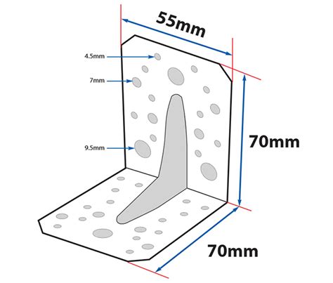 70mm x 70mm x 55mm x 2.0mm Heavy Duty Angle Bracket Stainless Steel A2 - Orbital Fasteners