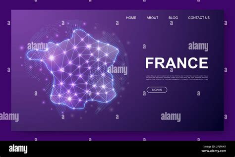 France 3d low poly website template. France map design illustration ...