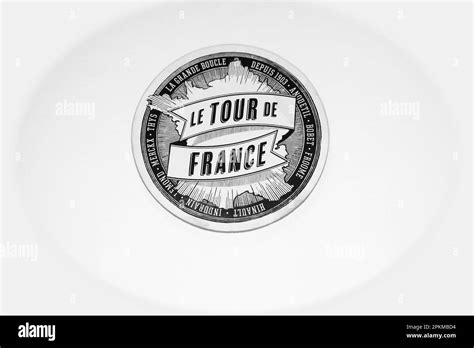 Le Tour de France commemorative black and white coaster Stock Photo - Alamy