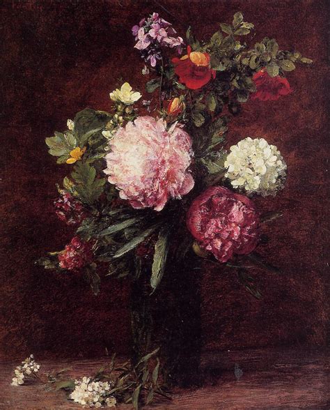 Flowers Large Bouquet with Three Peonies - Fantin-Latour Henri ...