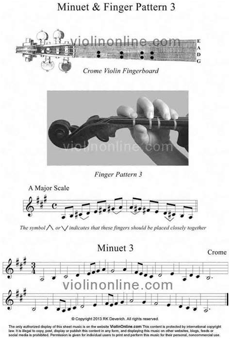 Violin Online Violin Class Sheet Music - MINUET 3 by Robert Crome ...