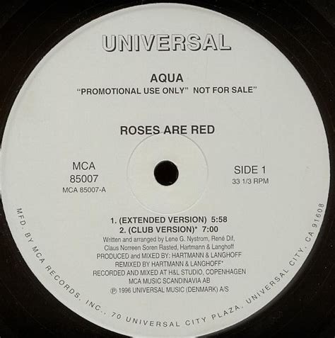 Aqua - Roses Are Red (1996, Vinyl) | Discogs