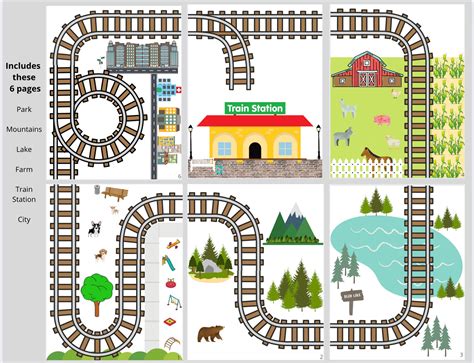 Train Play Mat Printable Set // Cars // Downloads // Trains // Printable Roads // Printable ...