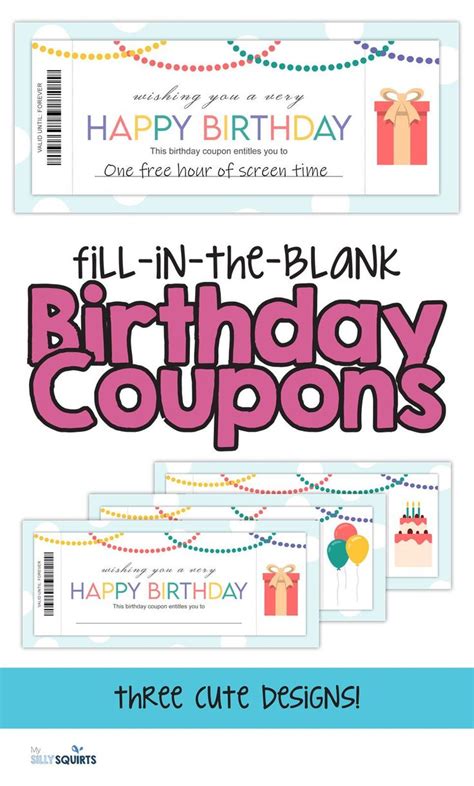 Try these awesome fill-in-the-blank birthday coupons | Coupon template, Birthday coupons, Happy ...