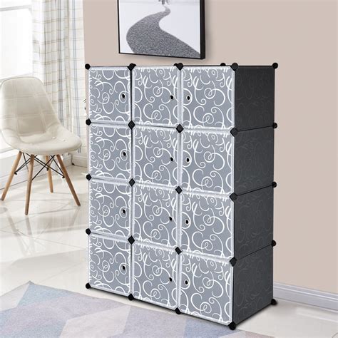 Veryke 12 Cube Organizer, Cube Storage Organizer DIY Closet Cabinet with Doors, Stackable ...